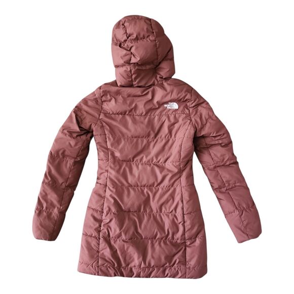 The North Face Parka Woman's XS Gotham Mid 550 Fill Down Hooded Marron Purple - Picture 2 of 9